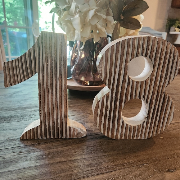 Decorative Wood Number 18 Standing and Hanging Wooden Number Block - Picture 3 of 6